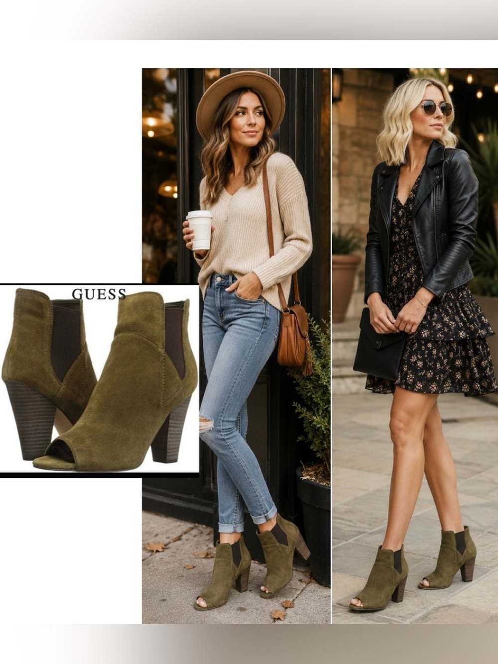 Guess olive green suede ankle boots size 6M